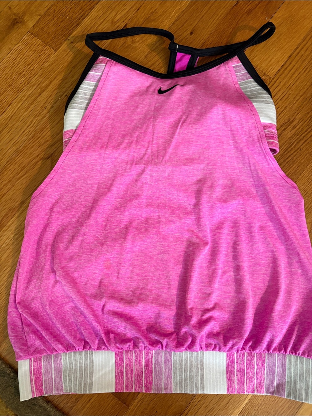 Nike Hot Pink Striped Hem Athletic Tank